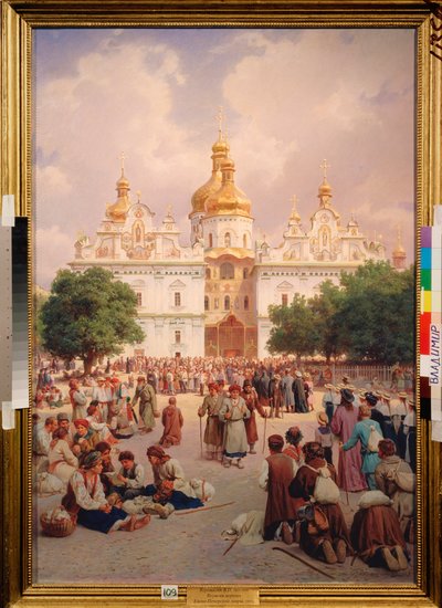 Devant le monastere des Caves a Kiev (Ukrayna) (Kiev Mağaralar Manastırı