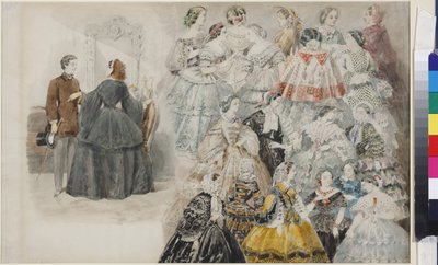 Kadınsı Mod - Bayan Modası, Sadovnikov, Vasily Semyonovich (1800-1879). Kağıt üzerine suluboya, 1840
