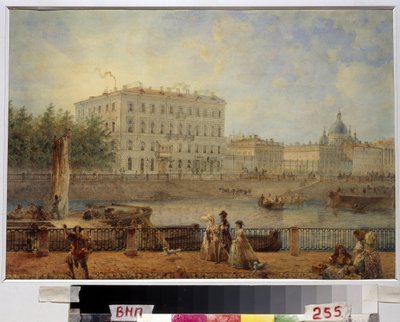 Aziz PETERSBOURG. Fontanka ve Derzhavin evinin görünümü. (Saint Petersburg. Fontanka Nehri ve Derzhavin Evi