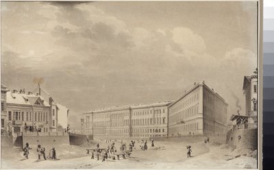 Petersburg. Sadovnikov, Vasily Semyonovich (1800-1879) tarafından Moika Nehri setinde Genelkurmay binası. Kağıt üzerine suluboya, 1833