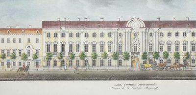 Stroganov Sarayı Nevsky Prospekt panoramasından by Vasili Semenovich Sadovnikov