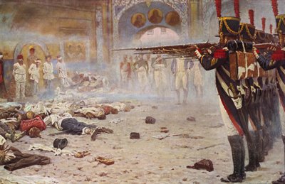 Mahkumları infaz eden idam mangası (renkli lito) by Vasili Vasilievich Vereshchagin