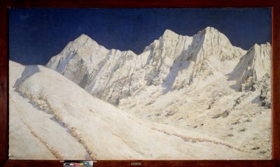 Hindistan, Himalayalarda Kar (Hindistan, Himalayalarda Kar) - Tablo Vasili Vasilyevich Vereshchagin (Vassili Vereshchagin) (1842-1904), tuval üzerine yağlı boya by Vasili Vasilievich Vereshchagin