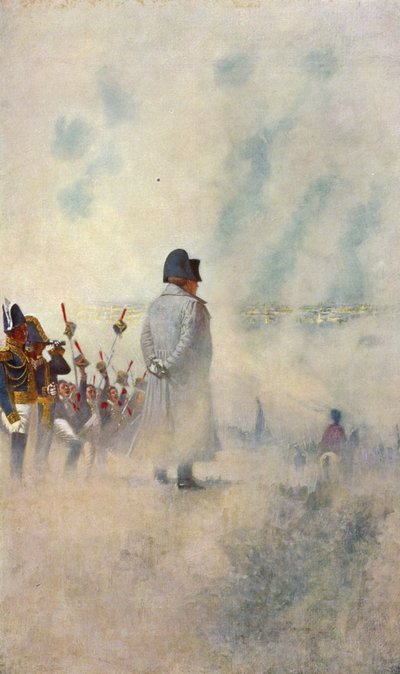 Napoloeon Bonaparte Moskova önlerinde askerlerinin arasında duruyor (renkli taş baskı) by Vasili Vasilievich Vereshchagin