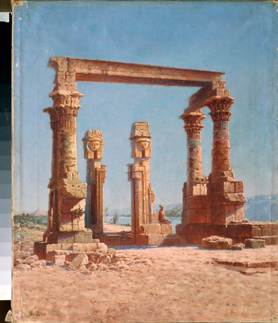 Bir Mısır Tapınağı Harabeleri (Mısır Tapınağı Harabeleri) - Boyama Vasili Vasilyevich Vereshchagin (Vassili Vereshchagin) (1842-1904), tuval üzerine yağlıboya, Rus sanatı, manzara 19.-20. yüzyıl - Bölgesel Sanat Müzesi, Gorlovka (veya Horlivka) ( Ukrayna ) by Vasili Vasilievich Vereshchagin