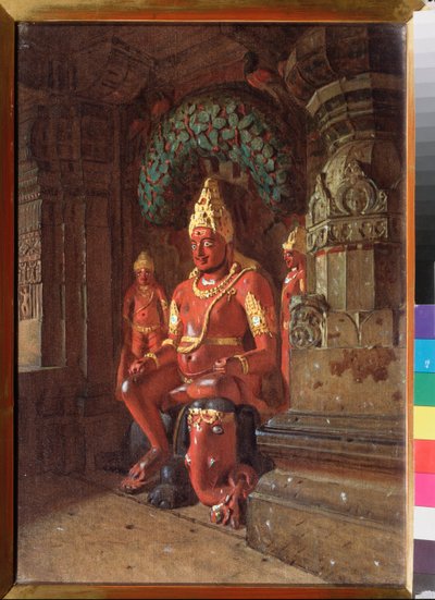 Indra Tapınağında Bir Vishnu Heykeli - Tablo Vasili Vasilyevich Vereshchagin (Vassili Vereshchagin) (1842-1904), tuval üzerine yağlı boya by Vasili Vasilievich Vereshchagin