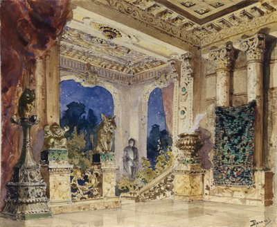 Opera için sahne tasarımı Kızıl Gül, N. Krotkov, 1884 by Vasilij Dmitrievich Polenov