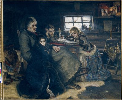Alexandre Danilovic Menchikov ve ailesi sürgünde by Vasilij Ivanovic Surikov