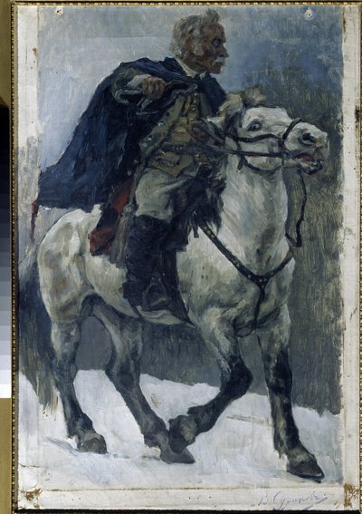Alexander Suvorov (1729-1800) at sırtında. (At Sırtında Alexander Suvorov). Rus kahramanı, İtalyan seferi sırasında (1799-1800) Rus birliklerinin başında Alpleri geçerken anlatılır. Vasilli Ivanovich Surikov