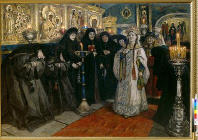 Grandüşes bir manastırı ziyaret ediyor. (Tsarevna bir rahibe manastırını ziyaret etti). Vasilli Ivanovich Sourikov