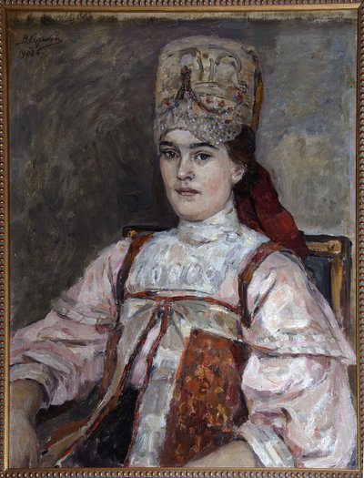 Portre de Natalia Fyodorovna Matveyeva - Peinture de Vasilli Ivanovich Sourikov (Vasily Surikov ou Vassili Surikow) (1848- 1916), huile sur toile (69x58 cm) 1908 - Natalia Fyodorovna Matveyeva