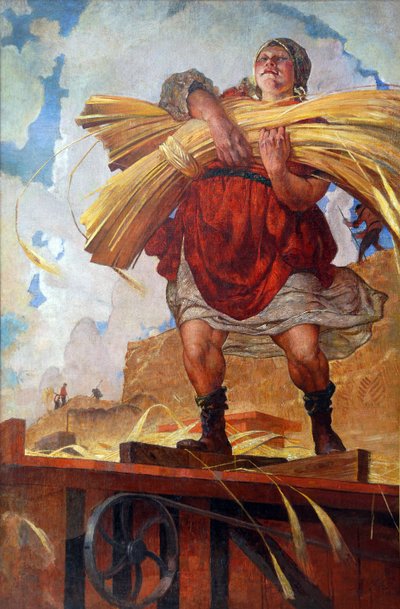 Kolektif çiftçi par Kostyanitsyn, Vasily Nikolaevich (1881-1940). Tuval üzerine yağlıboya by Vasily Nikolaevich Kostyanitsyn