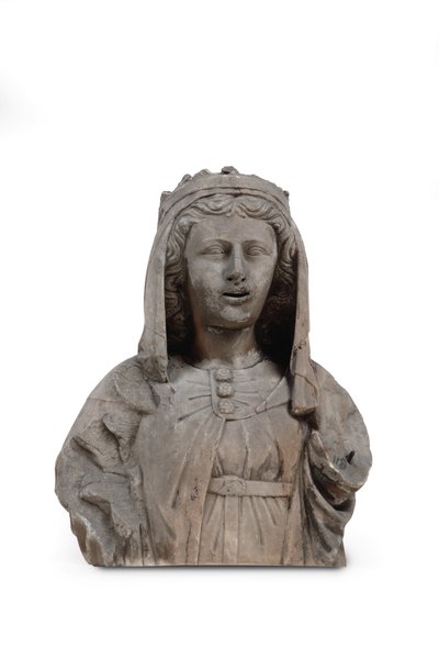 Bir kadın azizin oymalı mermer büstü (mermer) by Venetian School