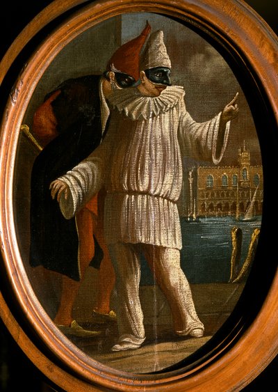 Pulcinella ve Pantalone. 18. yüzyıl (yağlıboya) by Venetian School