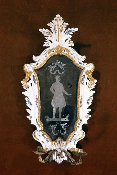 Seramik ve Murano aynalı Venedik duvar avizesi. 18. yüzyıl. Venedik, Ca 'Rezzonico. by Venetian School