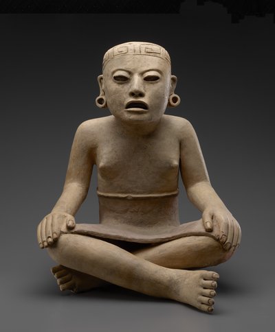 Oturan Kadın, MS 600-900 (toprak ve çok renkli pigment) by Veracruz Gulf Coast Civilisation