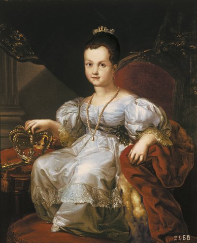 Isabella II'nin çocukken portresi (tuval üzerine yağlı boya) by Vicente Lopez y Portana