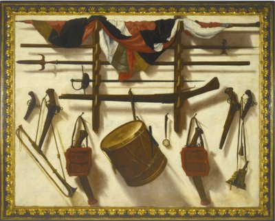 Silah raflı Trompe loeil by Vicente Victoria or Vitoria