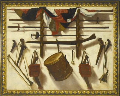 Silah raflı Trompe loeil by Vicente Victoria or Vitoria