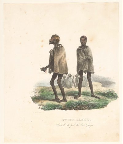 King George Sound (Batı Avustralya) Nlle sakinlerinin kıyafetleri. Hollande. Naturels du port du Roi Georges (nesne üzerindeki başlık) Astrolabe'nin Keşfi (dizi başlığı) Voyage de découvertes de l'Astrolabe (dizi başlığı) by Victor Adam