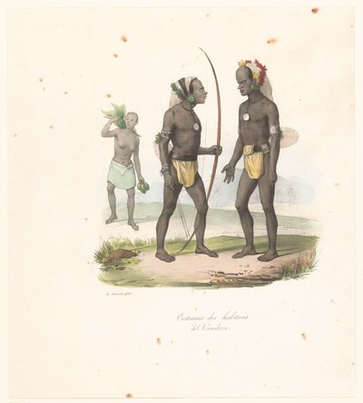 Vanikoro sakinlerinin kıyafetleri Costumes des habitans de Vanikoro (nesne üzerindeki başlık) Astrolabe'nin Keşfi (dizi başlığı) Voyage de découvertes de l'Astrolabe (dizi başlığı) by Victor Adam