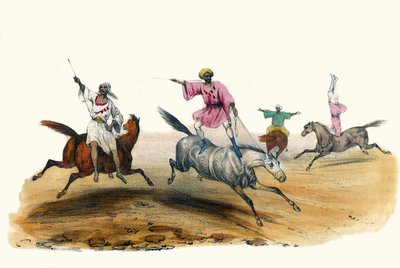 La voltige, par des Bedeviler. “Albümü Grotesk, Olağanüstü Tip Seçimleri”nde, çizimler Victor Adam, Paris, 1850 dolaylarında. by Victor Adam
