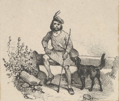 19. yüzyılın ortalarında bir köpekle oturan adam. by Victor Adam