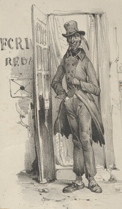 19. yüzyılın ortalarında bir kapıda duran adam. by Victor Adam