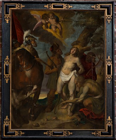 Bölge kilisesi (Parochiekerk Sint-Walburga). Resim.Victor Buketi (?). Aziz Sebastian. Paneldeki yağ. by Victor Boucquet
