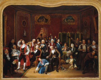 Aktör Hugues Bouffé (1800-1888), Théâtre des Variétés#39;deki soyunma odasında ana rollerinin kostümleriyle temsil edildi. by Victor Darjou