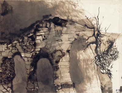 Old Bridge (kağıt üzerinde kalem ve mürekkeple yıkama) by Victor Hugo