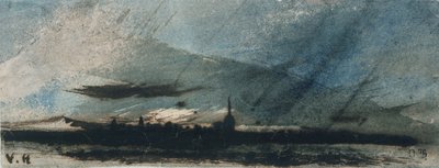 Alacakaranlıkta Kasaba (kağıt üzerinde kalem ve mürekkep ve wc) by Victor Hugo