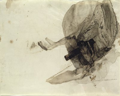 İsimsiz, c.1853-5 (kağıt üzerinde mürekkep yıkama) by Victor Hugo