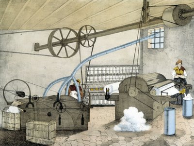 Mekanik eğirme - Janson tarafından litho. 19. yüzyıl. by Victor Janson