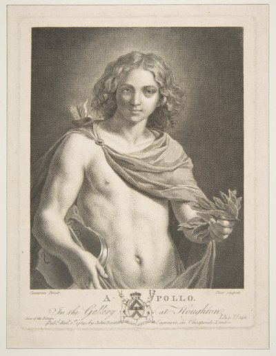Apollon bir manto giyiyor ve elinde bir defne dalı ve keman tutuyor, 1784. by Victor Marie Picot