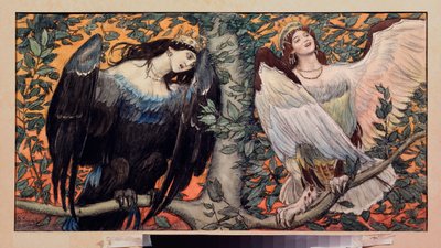 Şirin ve Alkonost, Bir Sevinç ve Hüzün Şarkısı (Sirin ve Alkonost, Bir Sevinç ve Hüzün Şarkısı) Rus folklorundan kadın yüzlü peygamber kuşları - Viktor Mikhaylovich Vasnetsov