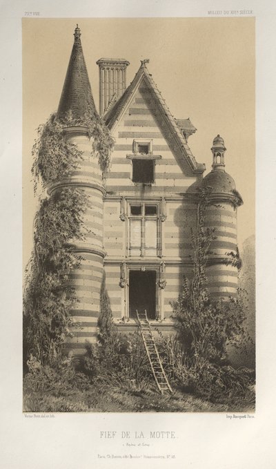 15. Yüzyılın Pitoresk Mimarisi veya Anıtları. ve XVI. Yüzyıllar: XV ve XVI Yüzyılların Fransa Kaleleri: Pl. 72, Fief De La Motte (Saône et Loire) by Victor Petit