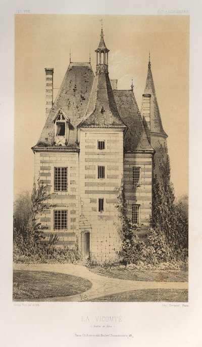 15. Yüzyılın Pitoresk Mimarisi veya Anıtları. ve XVI. Yüzyıllar: XV ve XVI Yüzyılların Fransa Kaleleri: Pl. 75, La Vicomté (Saône et Loire) by Victor Petit