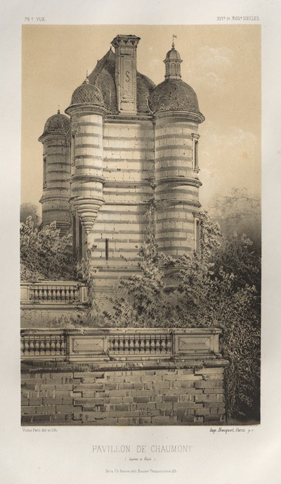15. Yüzyılın Pitoresk Mimarisi veya Anıtları. ve XVI. Yüzyıllar: XV ve XVI Yüzyılların Fransa Şatosu: Pl. 76, Pavillon De Chaumont (Saône et Loire) by Victor Petit