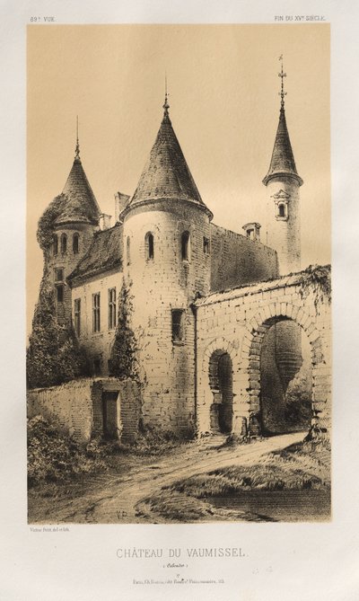 15. Yüzyılın Pitoresk Mimarisi veya Anıtları. ve XVI. Yüzyıllar: XV ve XVI Yüzyılların Fransa Kaleleri: Pl. 89, Château du Vaumissel (Calvados) by Victor Petit