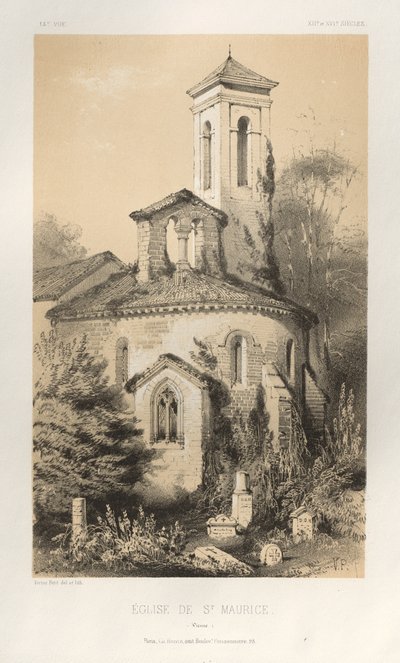 15. Yüzyılın Pitoresk Mimarisi veya Anıtları. ve XVI. Yüzyıllar: XV ve XVI Yüzyılların Chateaux De France: Pl.14, St. Maurice Kilisesi (Viyana) by Victor Petit