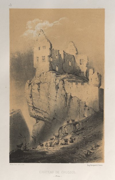 15. Yüzyılın Pitoresk Mimarisi veya Anıtları. ve XVI. Yüzyıllar: XV ve XVI Yüzyılların Chateaux De France: Pl. 30, Chateau De Crussol (Drome) by Victor Petit