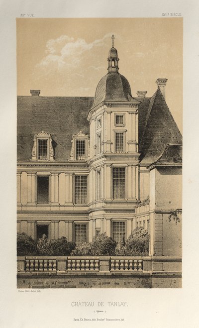 15. Yüzyılın Pitoresk Mimarisi veya Anıtları. ve XVI. Yüzyıllar: XV ve XVI Yüzyılların Chateaux De France: Pl. 33, Château De Tanlay (Yonne) by Victor Petit