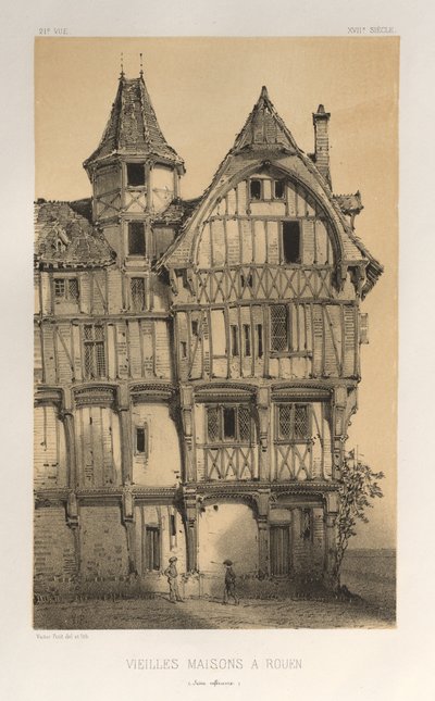 ...lütfen. 21, Old Houses A Rouen Seine-Inferieure, 1860'da yayınlandı. by Victor Petit