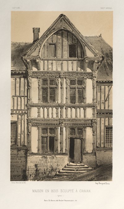 ...lütfen. 25, Maison En Bois Sculpte A Cravan Yonne, 1860'ta yayınlandı. by Victor Petit