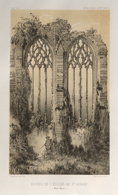 ...lütfen. 38, St. Aubert Haute-Marne Kilisesi Harabeleri, 1860. by Victor Petit