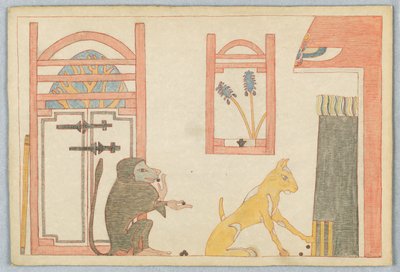 Maymun ve Kedi, Ezop Masalları için İllüstrasyon by Victor Wilbour