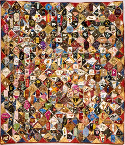 Çılgın Yorgan (ipek, pamuk, yün, keten, parçalı, işlemeli) by Victoriene Parsons Mitchell