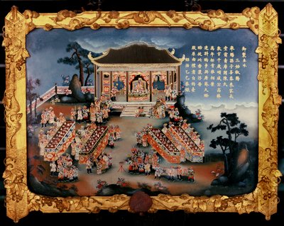 Mahkeme hayatı - bir şölen (cam üzerine boya) by Vietnamese School