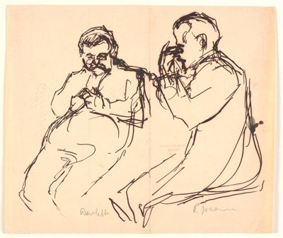 Şekil taslağı. Oturan iki adam: Aarsleff ve P. Johansen by Viggo Johansen